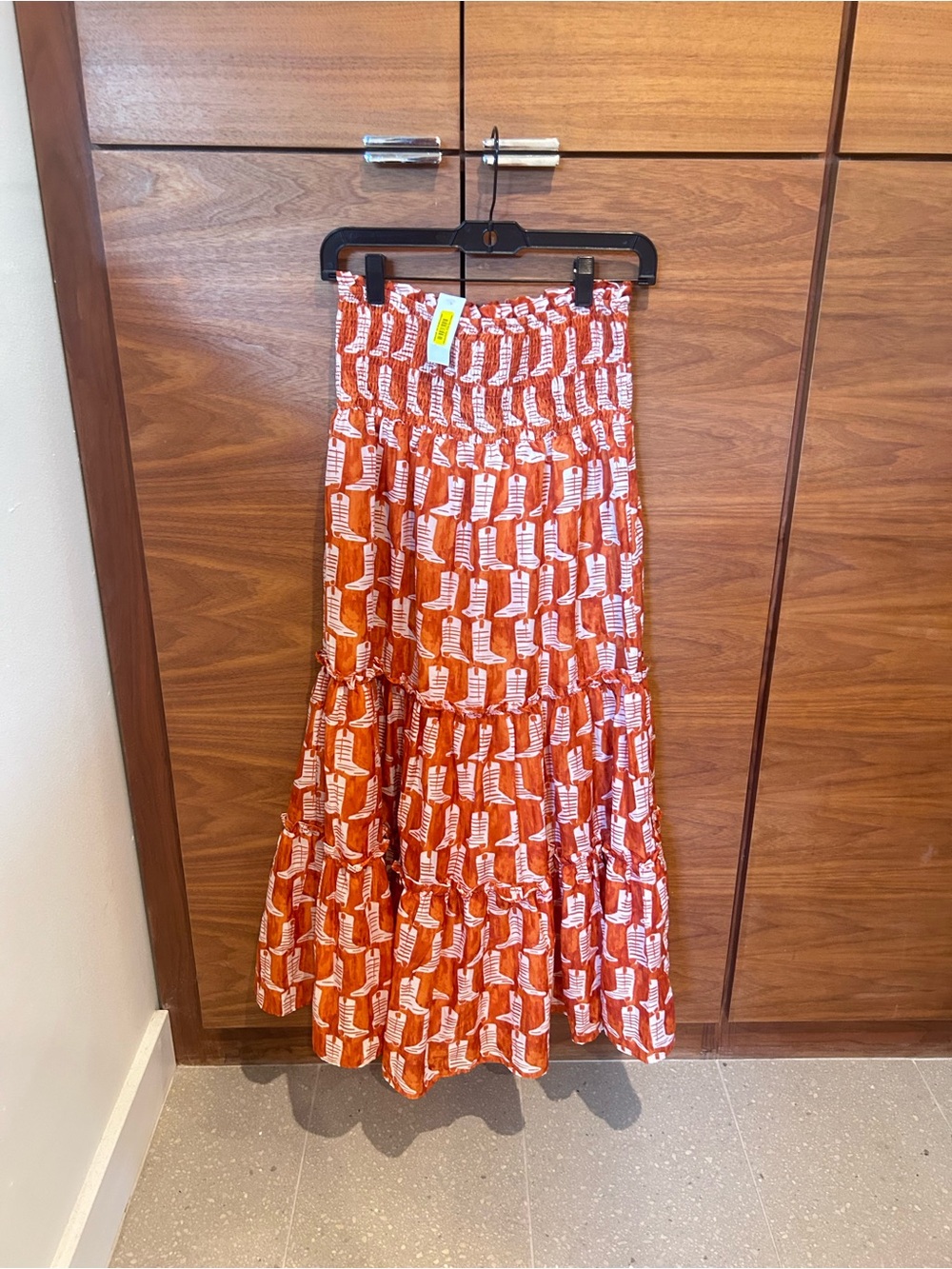 J Marie Dolly Orange Tiered Midi Skirt / Dress size S Retail $158 Price $47 NWT